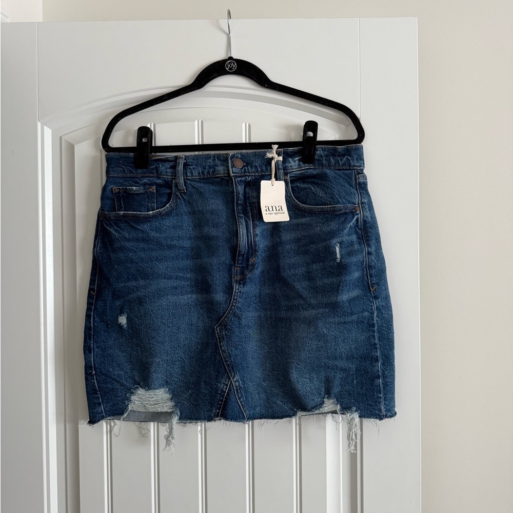 Blue Denim Ripped Skirt